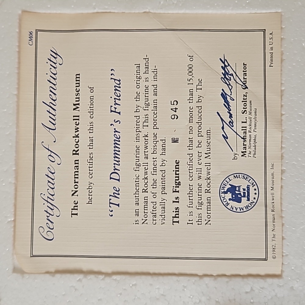 NiIb 82 limited edition COA  Norman Rockwell Drummers Friend collectible
